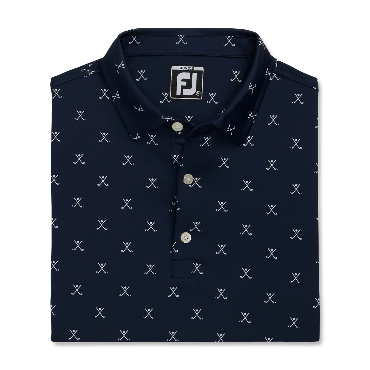 2023 FootJoy Boys Junior Golf Print Polo  - Navy