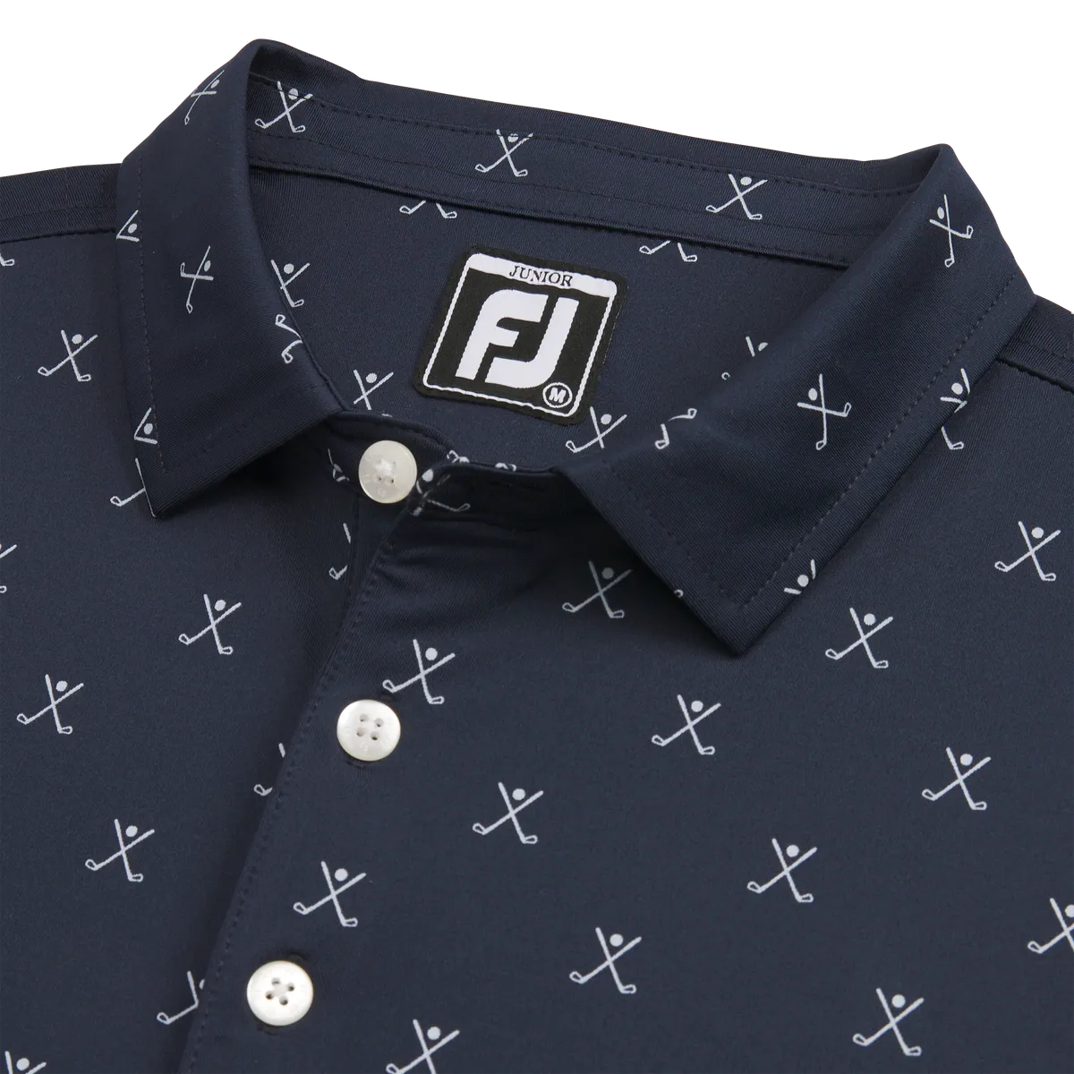 2023 FootJoy Boys Junior Golf Print Polo  - Navy