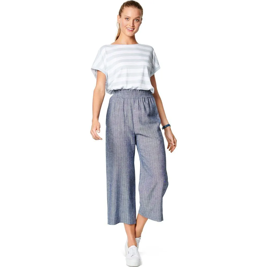 Burda Style Pattern 6229 Misses' Trousers / Pants with Elastic Waist with Pockets in Seams - Wide Leg