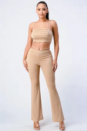 CAMI CROPPED TOP AND PANTS W/ BACK TIE DETAIL SET