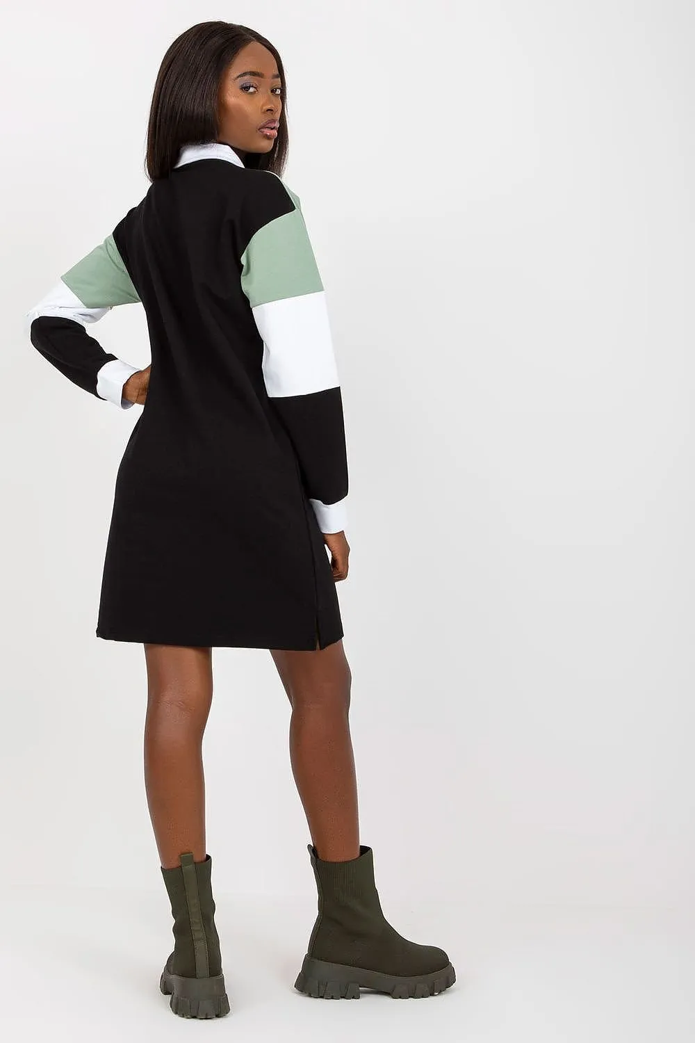 Chic Parisian Heart Neck Long Sleeve Dress - Effortlessly Stylish Daytime Attire