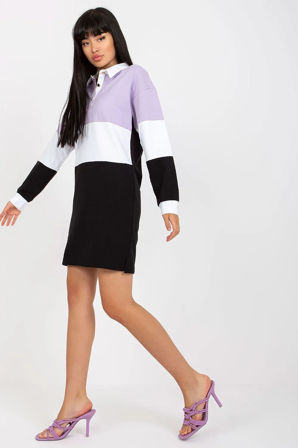 Chic Parisian Heart Neck Long Sleeve Dress - Effortlessly Stylish Daytime Attire