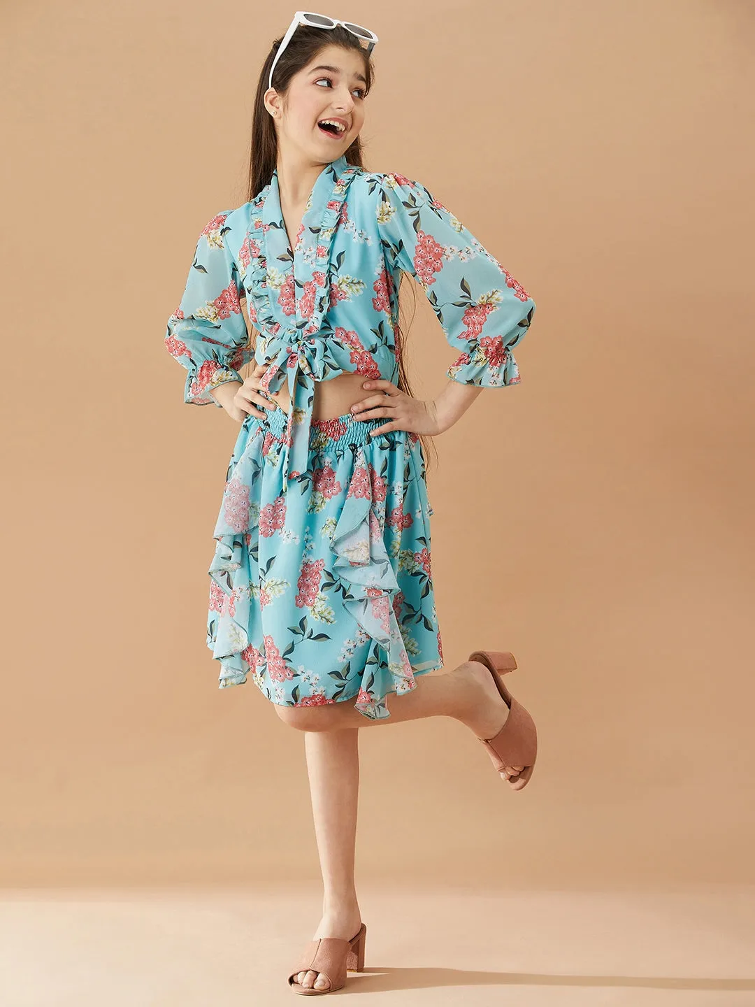 Girls Floral Fit Flare Dress