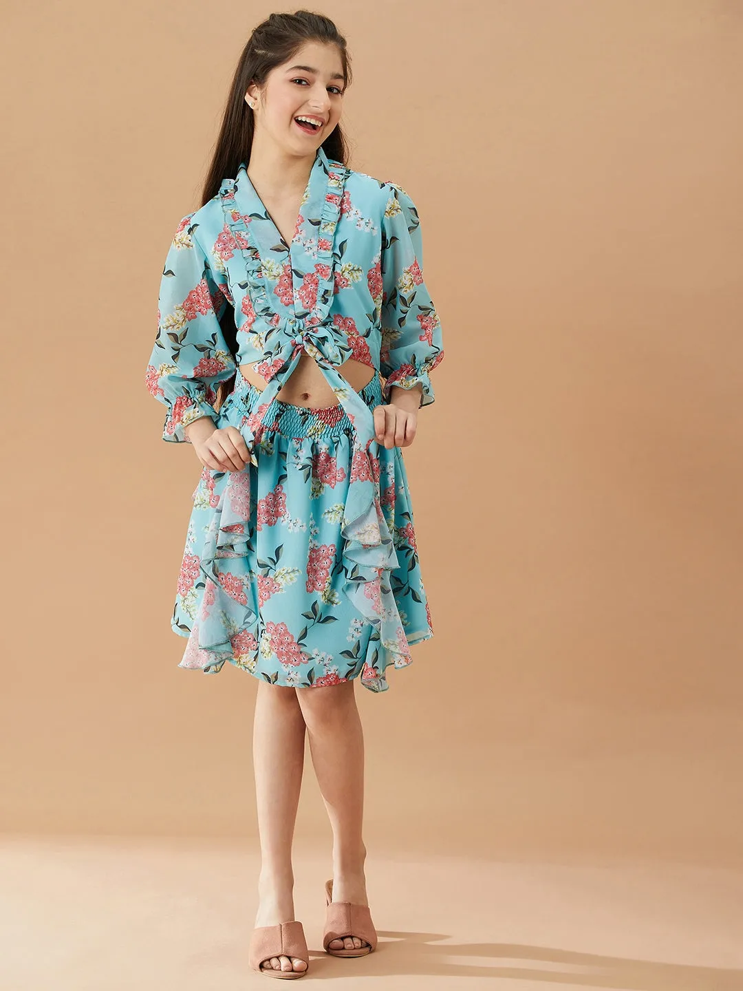 Girls Floral Fit Flare Dress