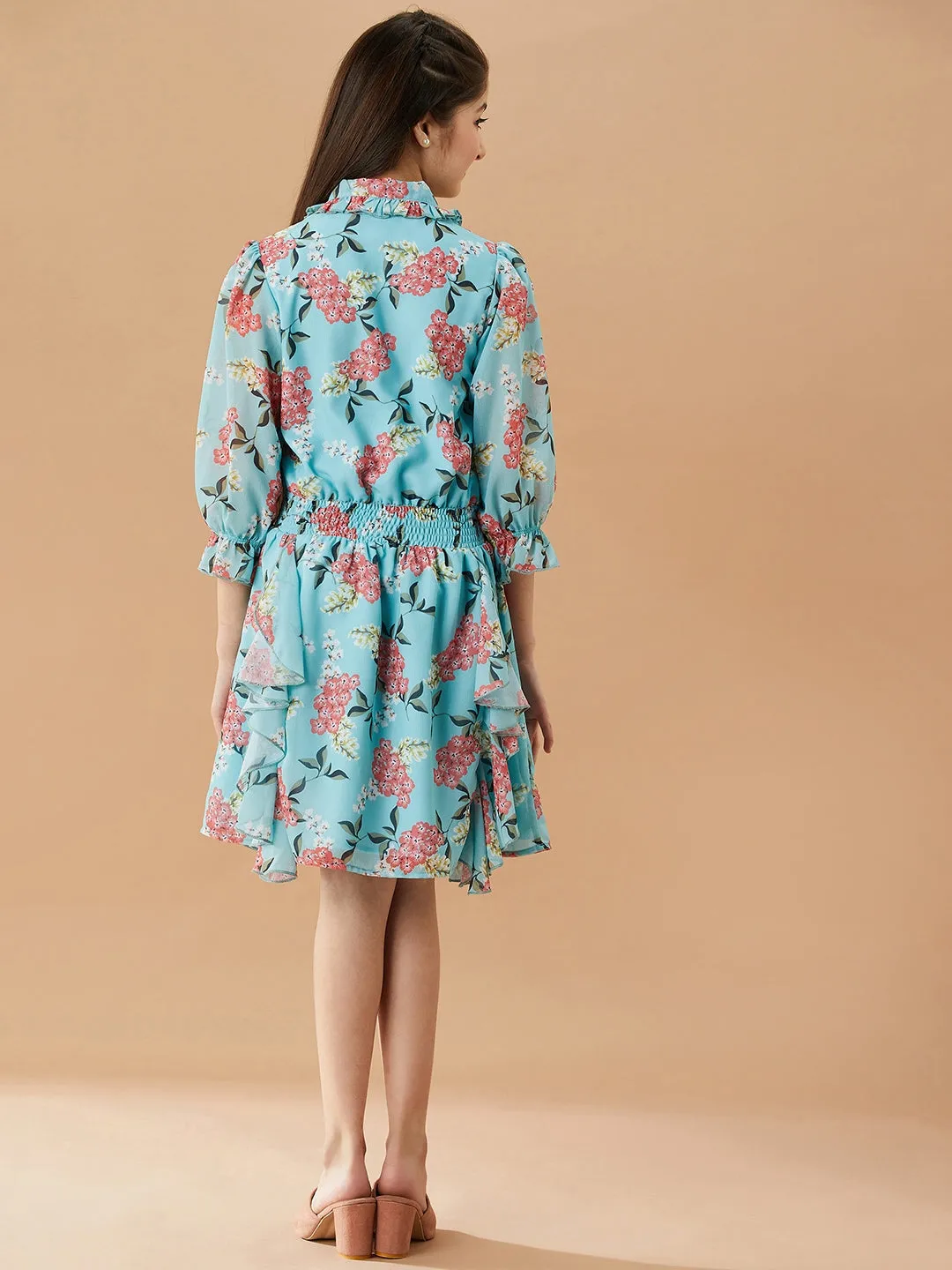 Girls Floral Fit Flare Dress