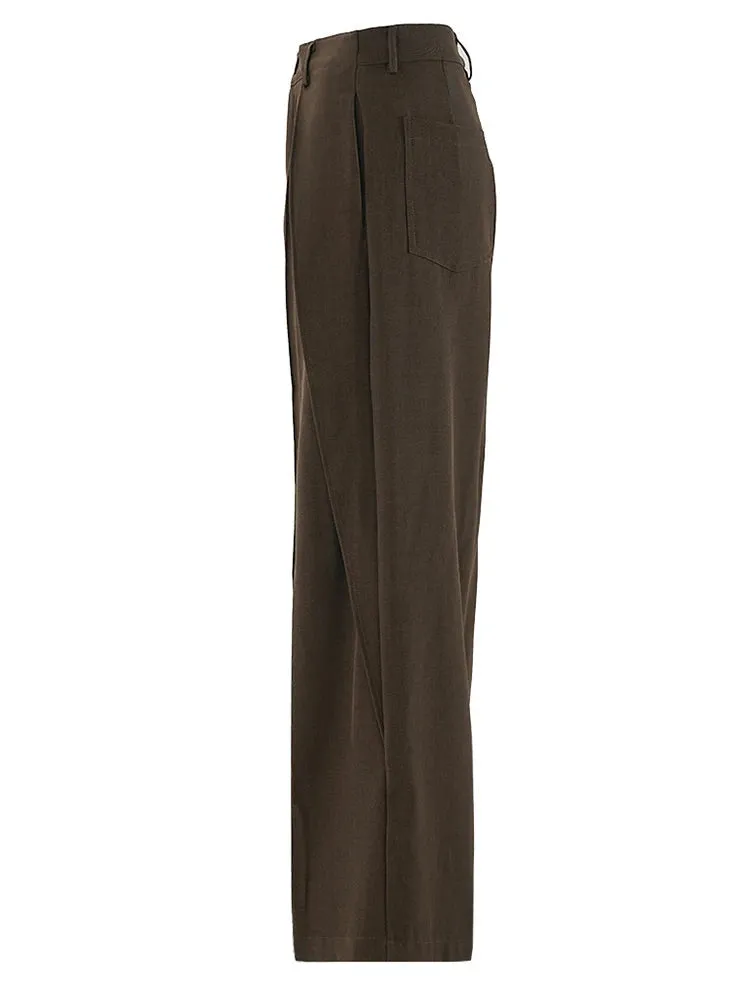 Irregular Design Trousers with Pleated Front