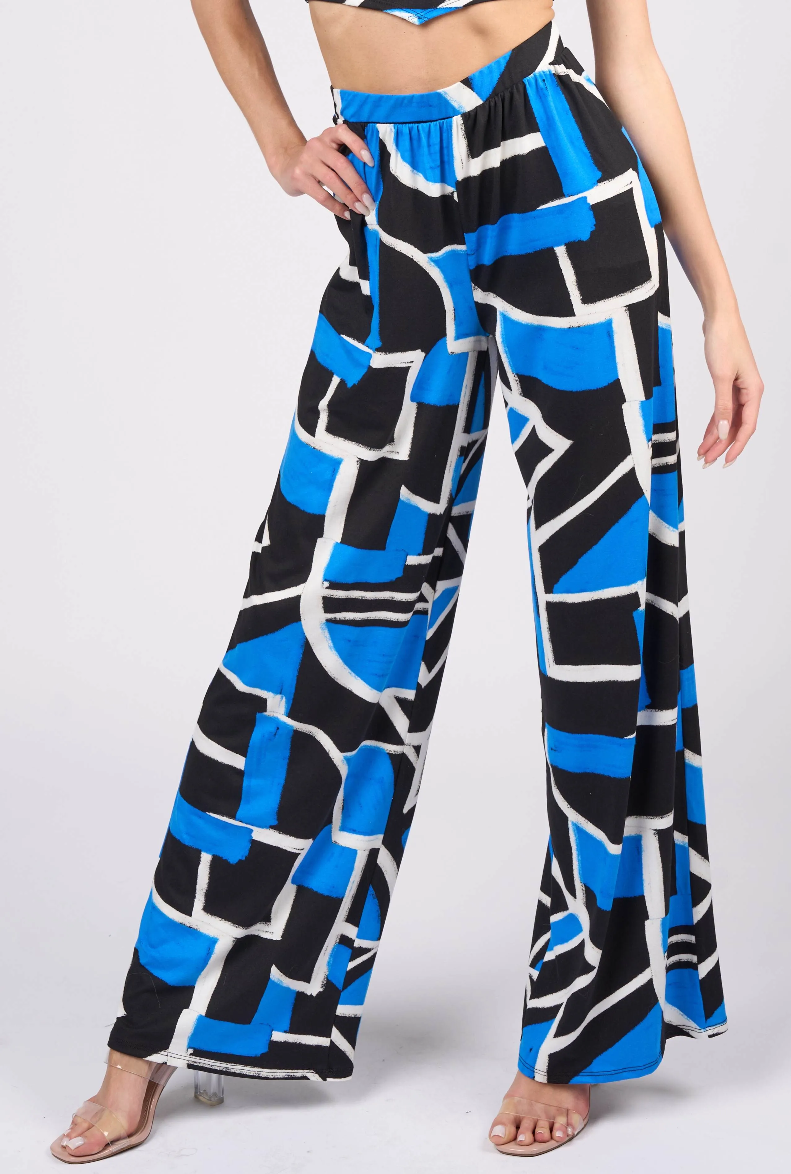 LUXE GEOMETRIC PRINT CROPPED TANK TOP & PANTS SET