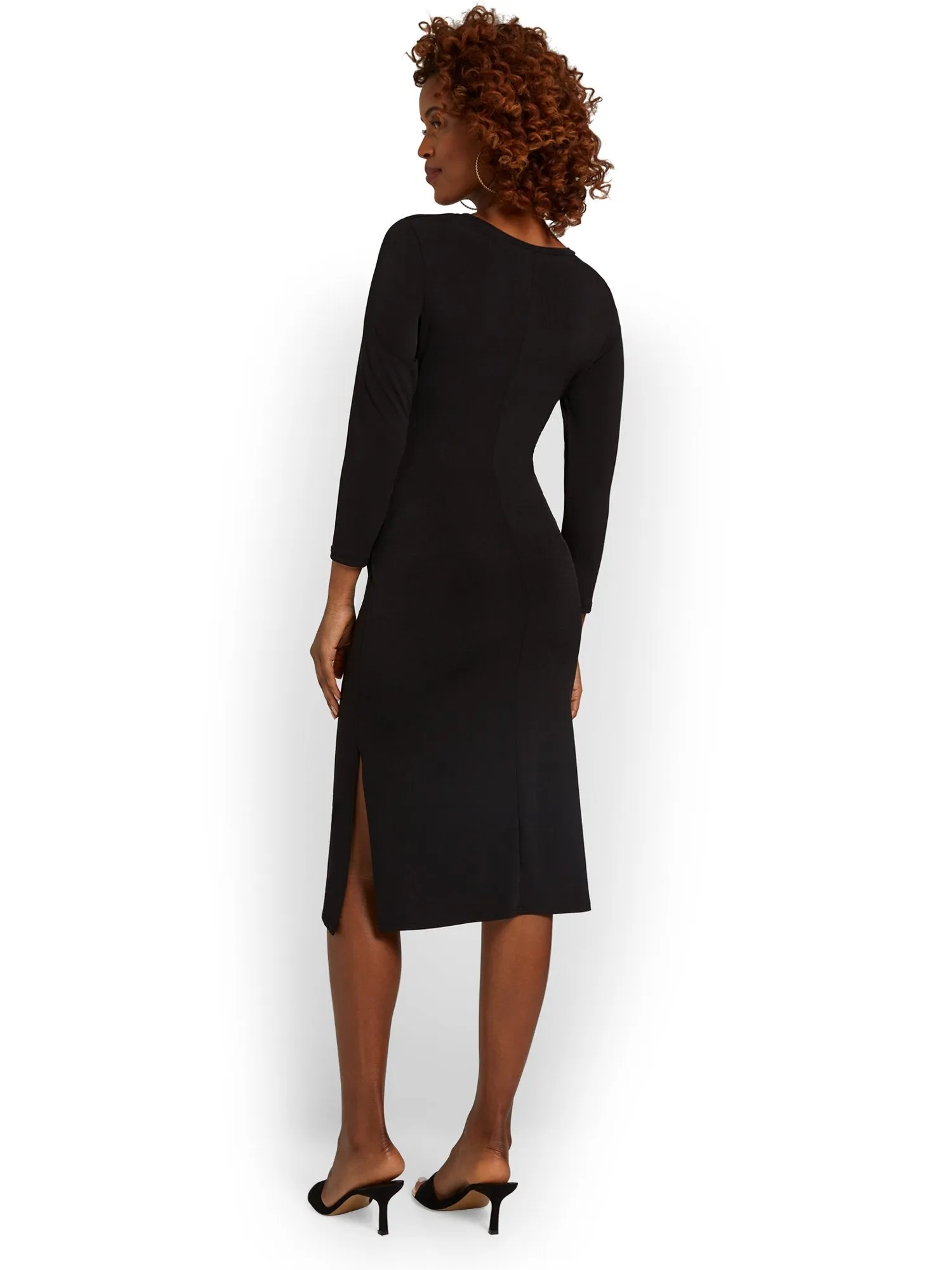 Maternity Tie-Front Knit Midi Dress