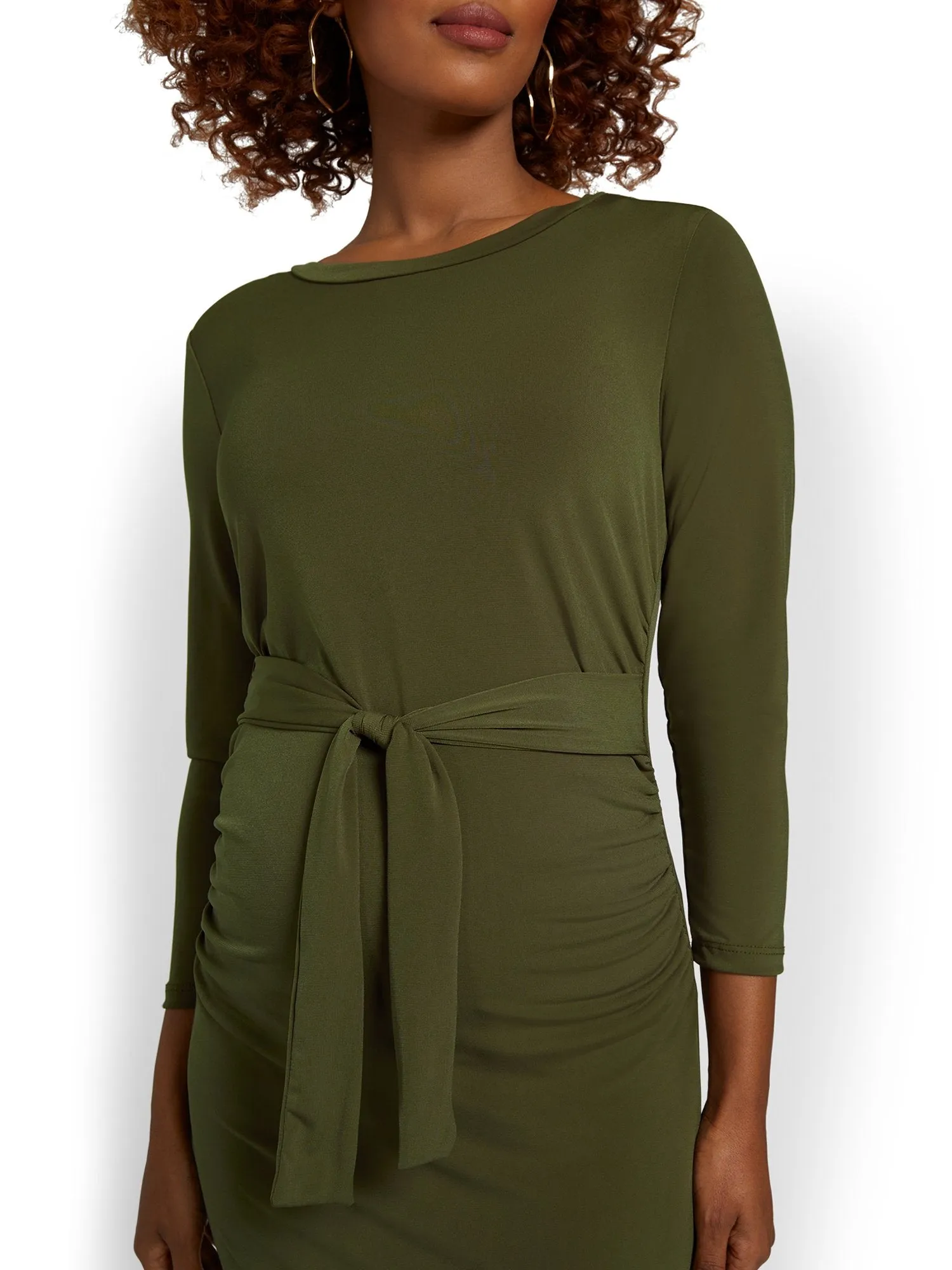 Maternity Tie-Front Knit Midi Dress