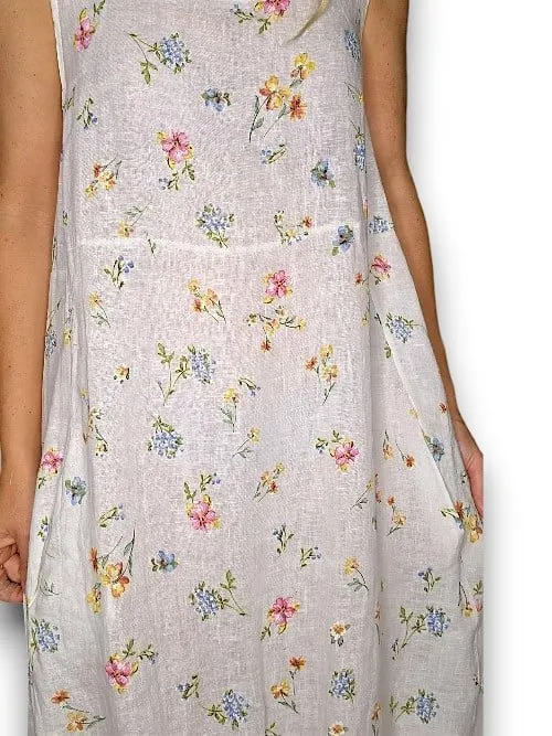 MAXI TANK DRESS LINEN WINDY BLOOM LIGHT LAVENDER