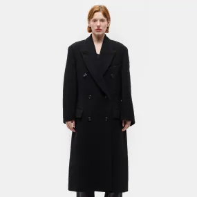 Ojama Wool Blend Bouclé Coat in Black