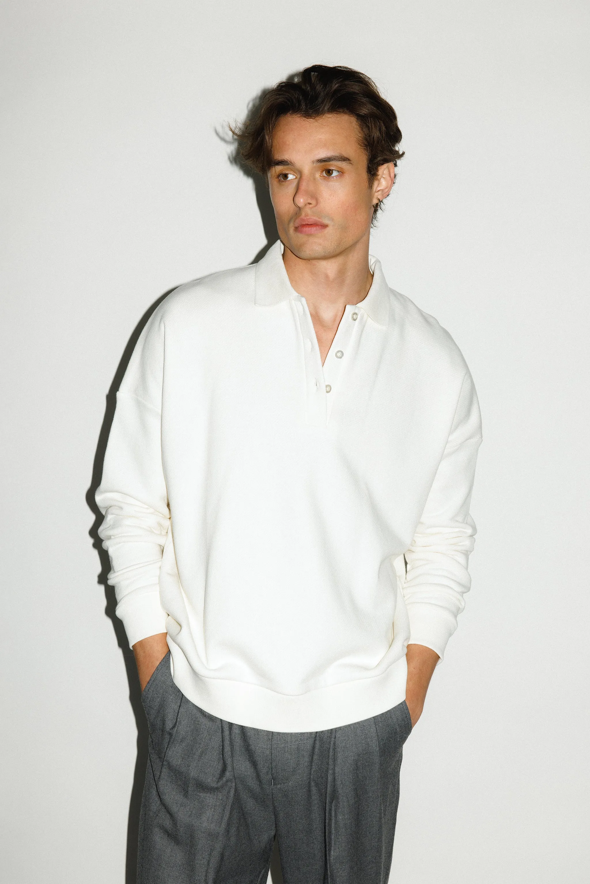 Pacific Oversized Collared Sweatshirt  |  Ivory