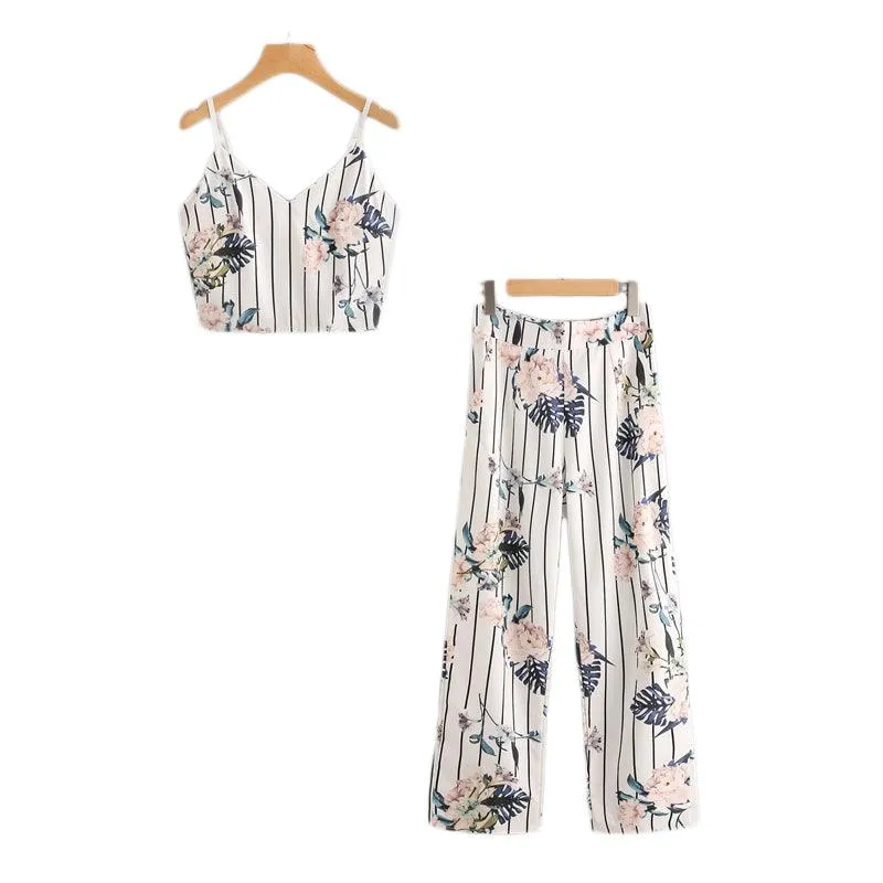 PENNY’S PERFECT FLORAL STRIPE PANTS SET