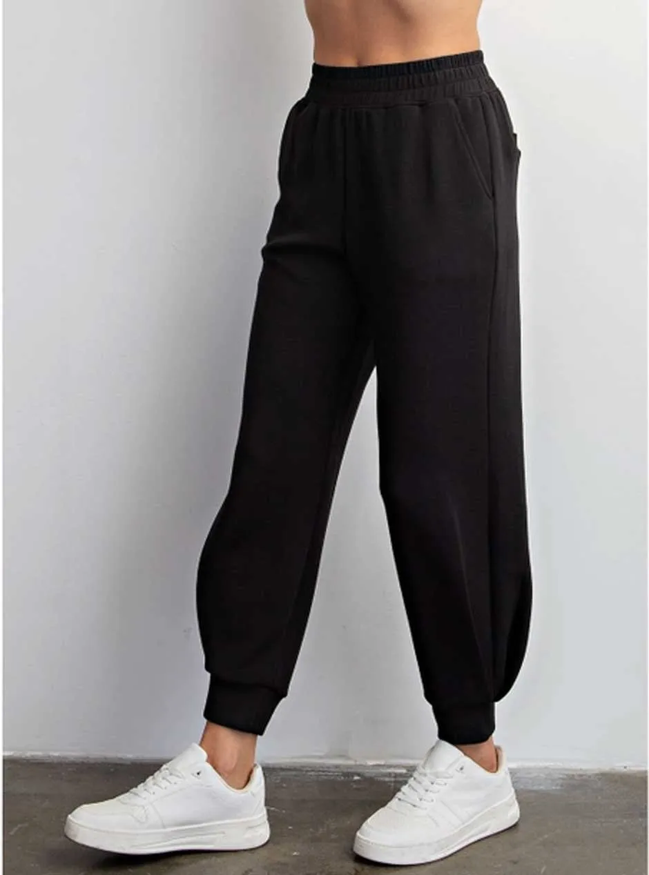 Rae Mode Women's Modal Poly Span Scuba Jogger Pants - Black