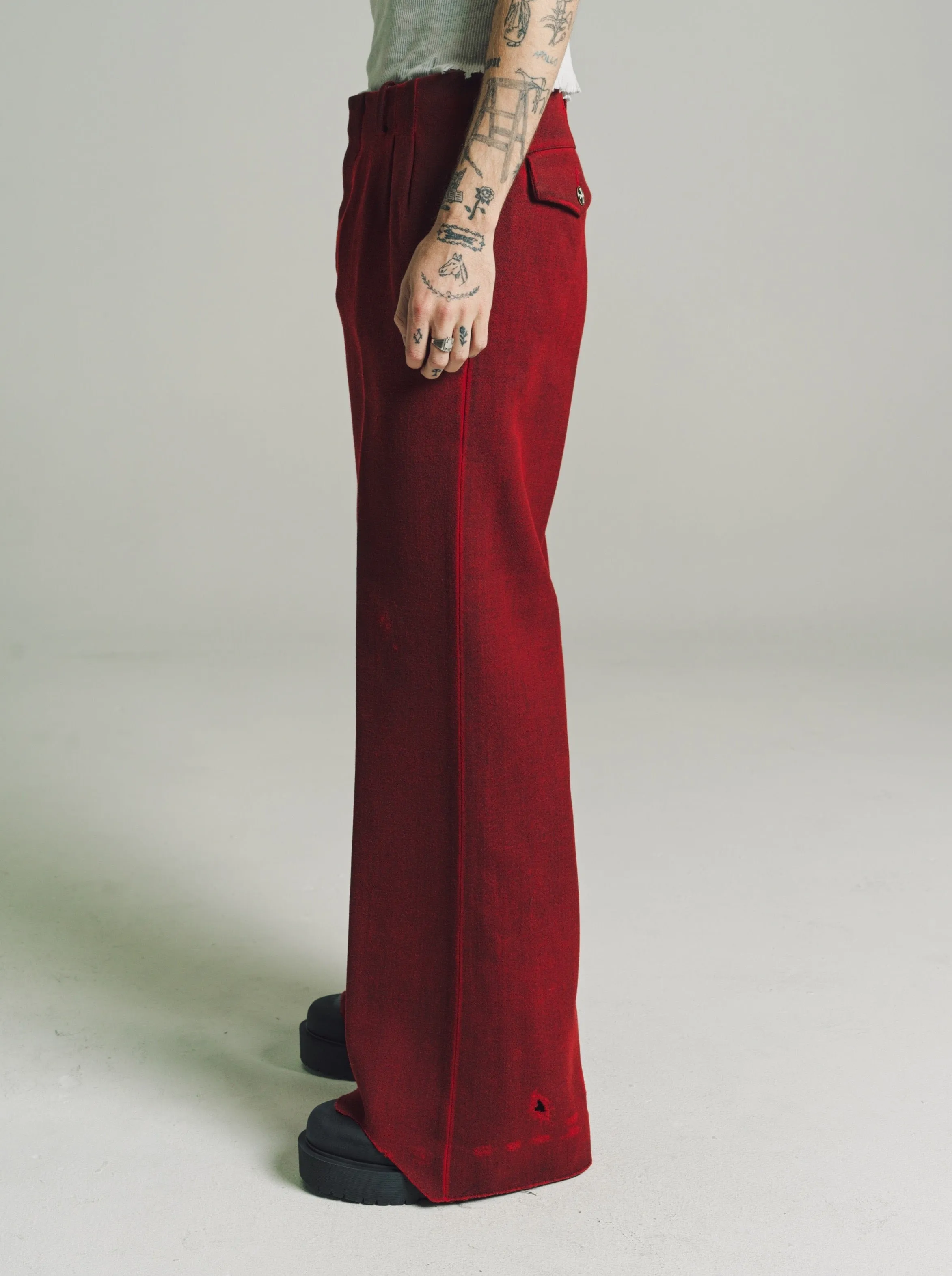 Scarlet Wool Wide Leg Flare Trouser