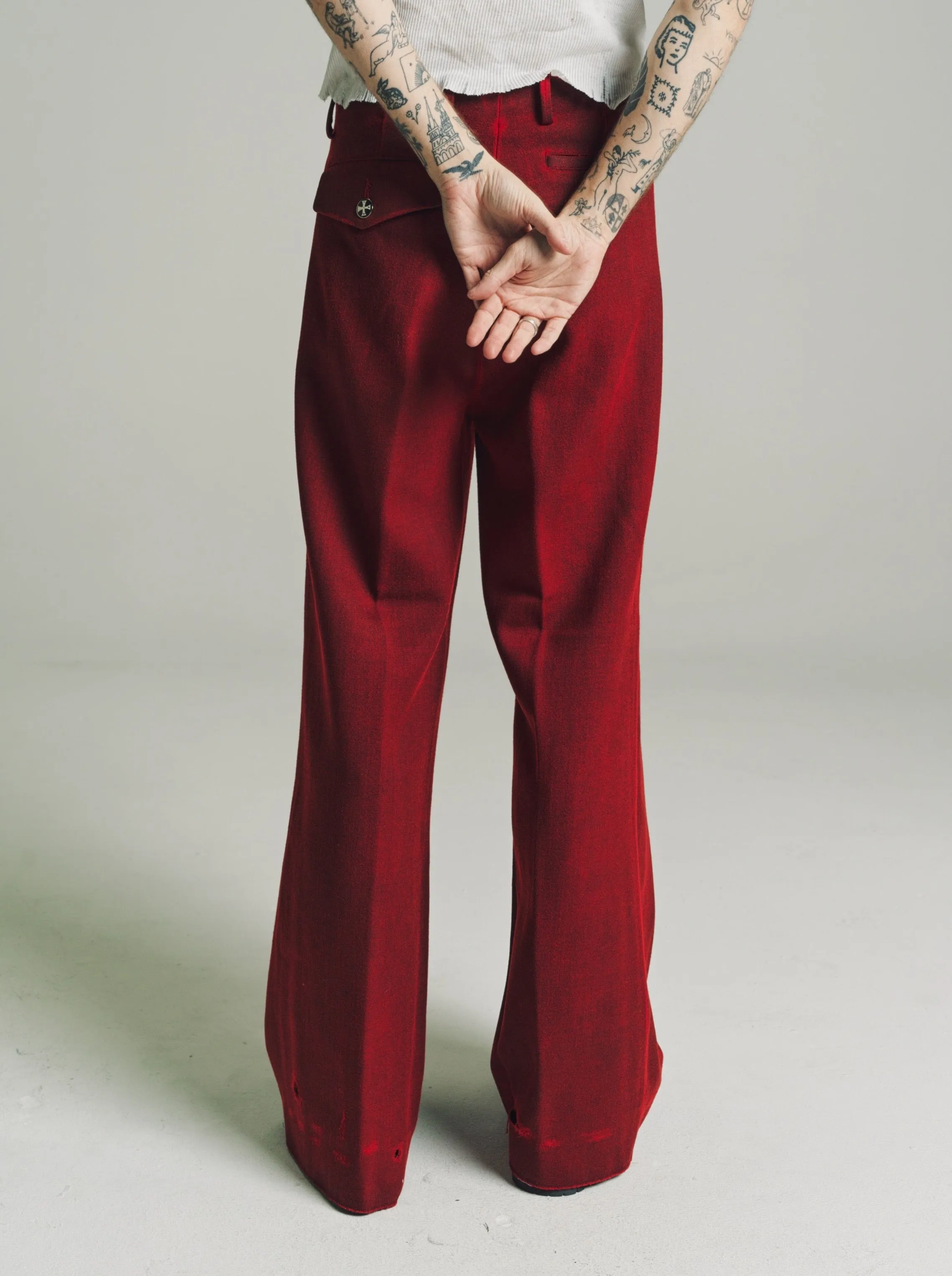 Scarlet Wool Wide Leg Flare Trouser