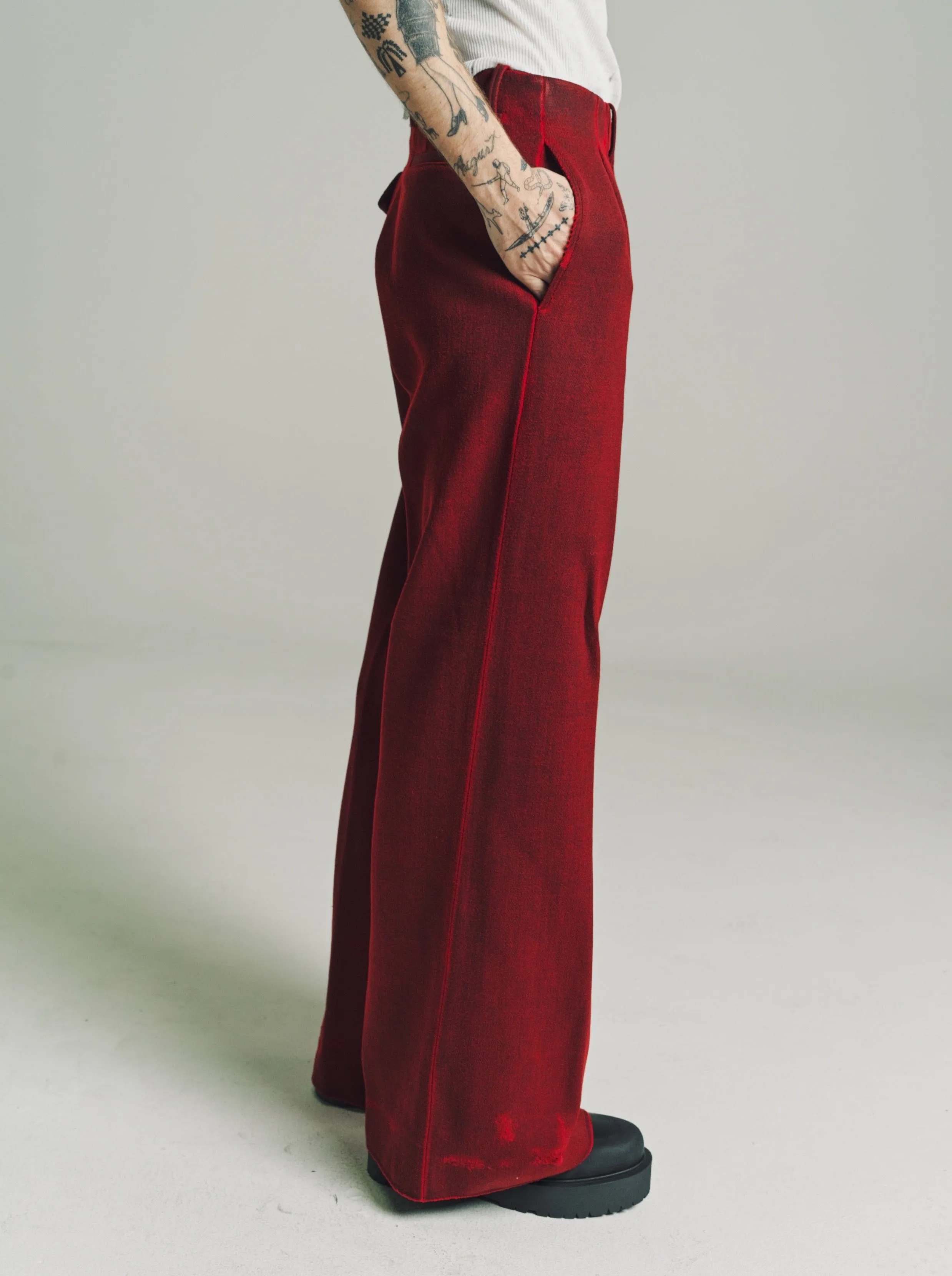 Scarlet Wool Wide Leg Flare Trouser
