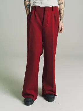 Scarlet Wool Wide Leg Flare Trouser