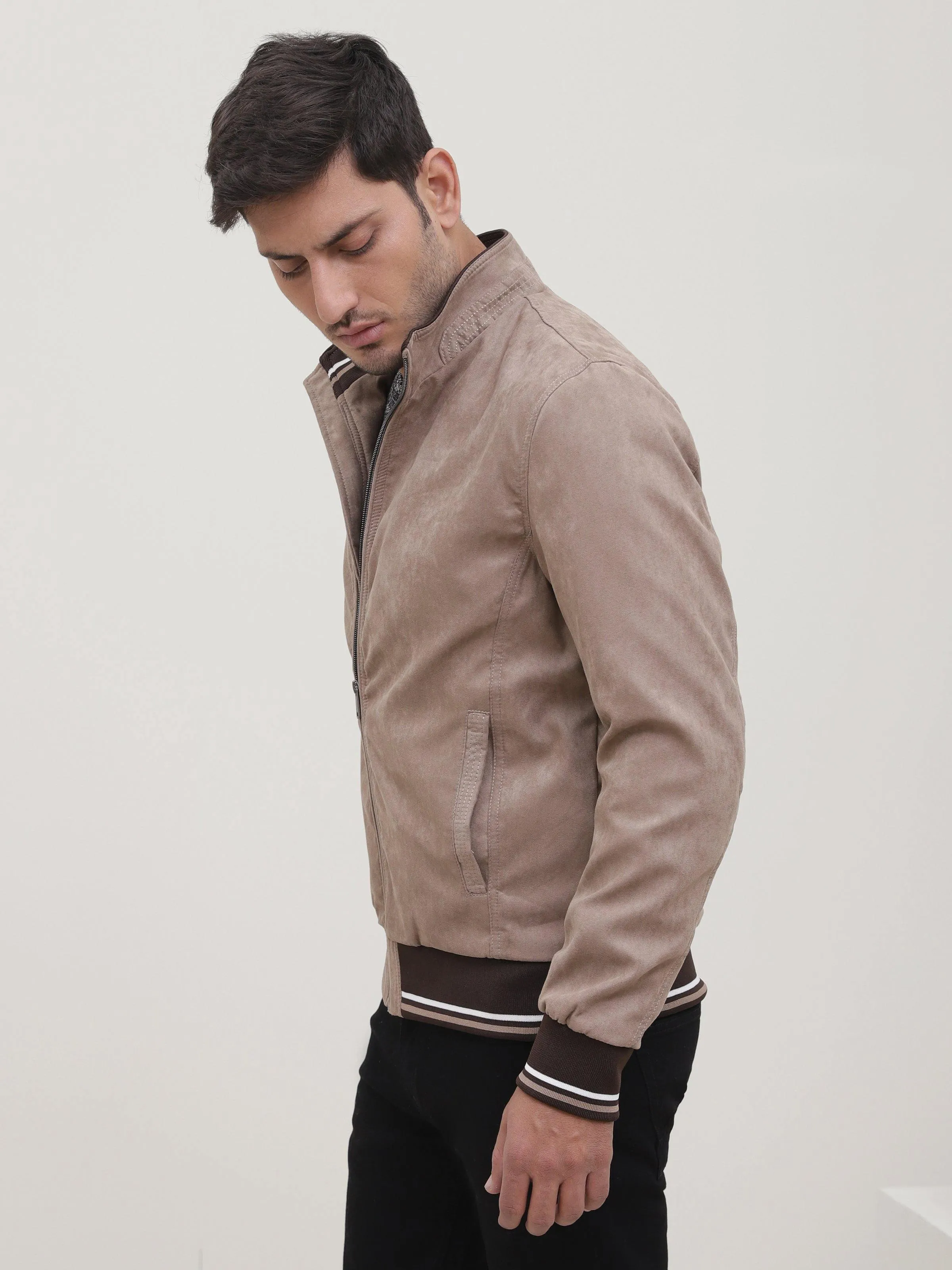 SUEDE JACKET LIGHT BROWN