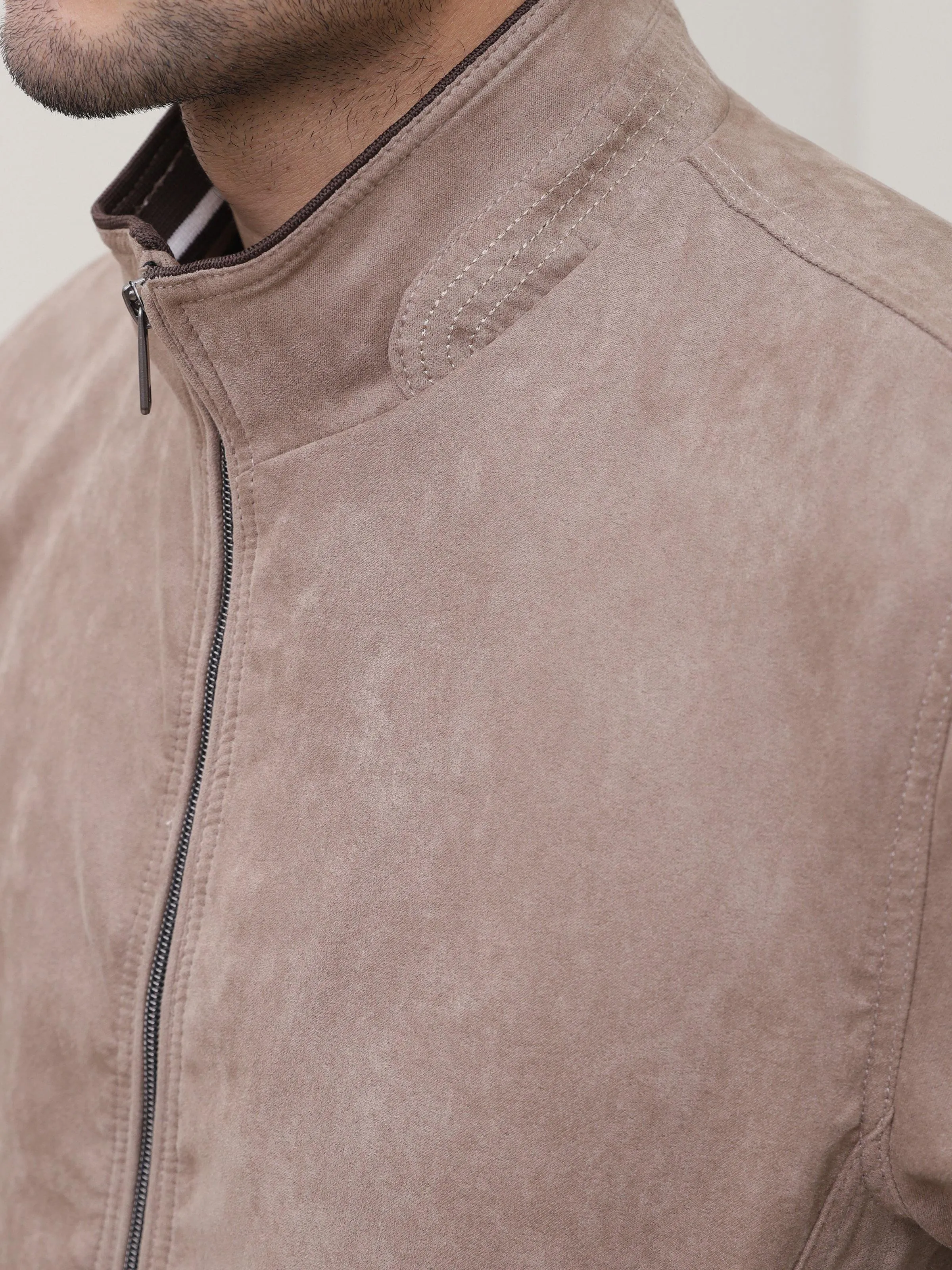 SUEDE JACKET LIGHT BROWN